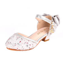 Fashion Bow Sequins High Heels Little Girls Summer Sandals Kids Shoes Princess Children Shoes Wedding 3 4 5 6 7 8 9 10 11 Years 2024 - buy cheap