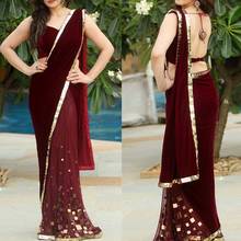 Burgundy Velour Saree Mermaid Evening Dresses 2022 Sexy Backless Long Prom Gowns V-neck India Party Dress Robe De Soiree 2024 - buy cheap