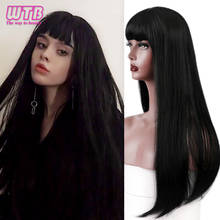 WTB-Peluca de cabello sintético para mujer, cabellera larga y recta con flequillo, Color negro natural, para Cosplay, uso diario 2024 - compra barato