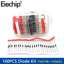 Kit de diodos rectificadores schottky de 8 valores, 100 piezas, 1N4148, 1N4007, 1N5819, 1N5399, 1N5408, 1N5822, FR107, FR207, diodo de conmutación rápida