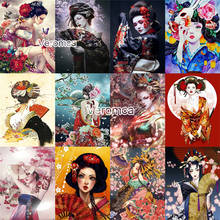 Bordado de diamantes 5D de Geisha japonesa, mosaico de punto de cruz de belleza Diy, Kimono, mujer, Kit de pintura de diamantes, imagen de figura, decoración de pared 2024 - compra barato