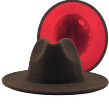 Кофейная красная Лоскутная шерстяная фетровая джазовая Федора шляпа для женщин унисекс широкие поля Панама для вечеринки трлби ковбойская шляпа мужская Свадебная шляпа для джентльмена XL 2024 - купить недорого
