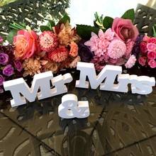 Letrero de letras de madera blancas para Decoración de mesa, decoración de boda, Mr & Mrs 2024 - compra barato