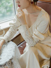 Элегантное женское кружевное платье в Корейском стиле, винтажные платья принцессы с V-образным вырезом в стиле ампир, приталенные женские деловые платья, женское платье 2024 - купить недорого