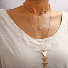 Multi Layer Triangle Pendant Necklaces Padlock Sweet Trendy Lock Necklace Link Neckless Punk Girl Women Lady Gift 2024 - buy cheap