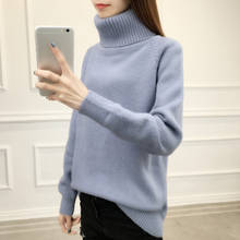 Turtleneck Sweater women Autumn And Winter new Casual Loose Knitted Pullovers blue Thick Long sleeve Sweater women 2024 - buy cheap