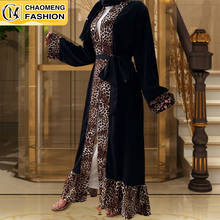 Ramadan Arab Kaftan Muslim Fashion Woman Robe Front Open Kimono Cardigan Leopard Print Dubai Abaya Turkey Islamic Clothing 2024 - buy cheap