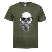 Camiseta con estampado de Calavera, bigote, barba y gafas para hombre, camiseta de Anime japonés a la moda, Camiseta de algodón de gran tamaño 100% 2024 - compra barato