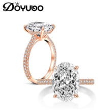 DOYUBO классическое женское кольцо из серебра 925 пробы, 5 карат, овальное кольцо Sona с бриллиантом, обручальное кольцо из розового золота, обручальные кольца, ювелирные украшения VB426 2024 - купить недорого