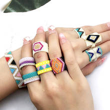 BLUESTAR geometric Ring Pink Rings Boho Jewelry Miyuki Bead Handmade vintage Rings For Women unique design woven Ring 2024 - buy cheap