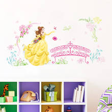 Pegatinas de pared de dibujos animados de princesa bella para habitación de niños, decoración del hogar, Mural de Pvc de Anime, arte Diy, calcomanía de pared para niñas 2024 - compra barato