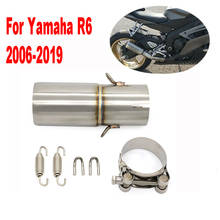 Para yamaha r6 2006 2007 2008 2009 2010 2011 2017 a 2018 2019 yzf r6 deslizamento-na motocicleta 51mm silenciador do escape tubo de ligação do meio 2024 - compre barato