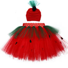 Милая детская юбка-пачка с клубничкой и шляпой для маленьких девочек, наряд-пачка для дня рождения для маленьких детей Рождественская Праздничная Тюлевая юбка для танцев принцессы для девочек 2024 - купить недорого