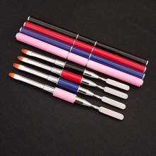 4 Color 1Pc 2 in 1 UV Poly Nail Gel Nail Brush Dual-ended Slice Shape Brush Tool For Acrylic UV Nail Tips Extension Pink 2024 - buy cheap