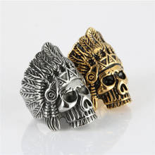 Vintage Indian Skull Ring Personality Domineering Men's Ring Motorcycle Party Biker Ring Cool Finger Ring Men Jewelry 2024 - buy cheap