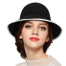 Sombrero de lana con lazo Vintage para mujer, de estilo británico sombrero de fieltro, elegante, Retro, en la iglesia para fiesta, primavera, H7243 2024 - compra barato