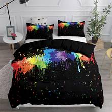 Conjunto de roupa de cama estampado 3d colorido respingo, borboleta, edredon, roupa de cama, linho, queen, king, tamanho único, dropshipping 2024 - compre barato