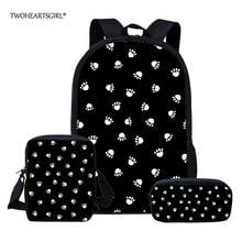 Twoheartsgirl cão pata sacos de escola conjunto para meninos meninas estudante crianças mochila escolar mochila crianças saco de livro personalizado 2024 - compre barato