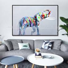 Pintados à mão adorável elefante arte da parede beleza engraçado animal decoração de casa moderna pintura a óleo sobre tela imagem abstrata sem moldura 2024 - compre barato