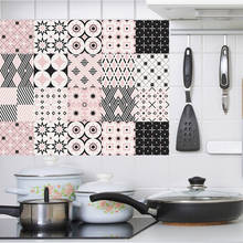 Azulejos geométricos coloridos, pegatina de pared para cocina, baño, impermeable, línea de cintura, papel tapiz de PVC, Mural de arte extraíble 2024 - compra barato
