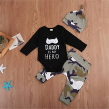 Newborn Baby Boy Clothes Set Infant Kid Camo Outfit Long Sleeve Bodysuit Pants Hat 3 Piece Autumn Toddler Children Cothing Set 2024 - buy cheap