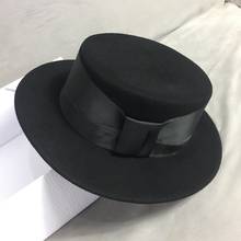 Sombrero de invierno de ala ancha para mujer, gorro de fieltro, cinta de lazo anudado, ajustable, para fiesta, boda, Iglesia 2024 - compra barato