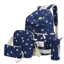 4Pcs/set Women Canvas School Backpacks College Schoolbag Fashion For Teenager Girl Fashion Cheap Beautiful Rucksack Shoulder Bag 2024 - buy cheap