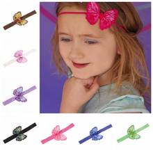 Diadema de mariposa Artificial colorida para niña, bandana elástica hecha a mano con lazo, accesorios para el cabello para niña pequeña, decoración para fiesta 2024 - compra barato