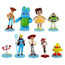 Bonecos de desenhos animados de toy story, woody buzz lightyear jessie, modelo de pvc, mini bonecos fofos para presente de crianças 2024 - compre barato