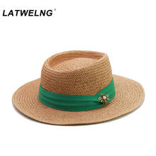 Sombreros de playa con cinta verde + abeja para mujer, sombrero ancho de papel para el sol, de gran tamaño, de paja UV, venta al por mayor 2024 - compra barato