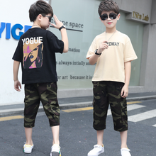 2Pcs Summer Outfits for Boys Girls Cotton T-Shirts Camouflage Shorts Casual Clothes Dancewear vetement garcon For 6 8 10 12 14 Y 2024 - buy cheap