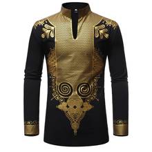 Black Streetwear African Clothes 2022 Brand New African Dashiki Print Dress Shirt Men Slim Fit Long Sleeve Camisa Masculina XXL 2024 - buy cheap