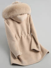 Женское зимнее пальто с капюшоном, с натуральной подкладкой из кроличьего меха 2024 - купить недорого