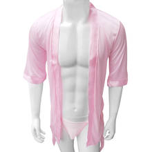 Men Adults Lingerie Cardigan Dress Gay Male Sleepwear Set Satin Sissy Dress Adult Cross Dresser Costume Bathrobe 2024 - buy cheap