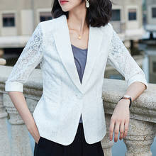 2021 Spring Blazer Women Lace Coat Office Ladies Suit Jacket Female Elegant Short Style Thin Hollow Women Blazers and Jackets 2024 - buy cheap