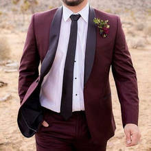 Burgundy terno masculino Mens Suits Groom men suit Tuxedos Groomsmen Wedding Party Dinner Best Man Suits (Jacket+Pants+Tie) 2024 - buy cheap