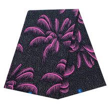 Tela de algodón con estampado Floral, tejido africano de alta calidad, tela de cera de algodón con estampado Floral rosa, 6 yardas, 2019 2024 - compra barato