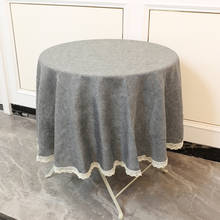 High Quality Round Tablecloths Lace Cotton Linen Tablecloth Solid Gray Khaki Dining Table Cover Cloth Wedding Party Decoration 2024 - buy cheap