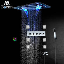Boenn-sistema de chuveiro luxuoso com misturador e válvula, chuveiro de 22.8 polegadas x 14.9 polegadas, led 2024 - compre barato