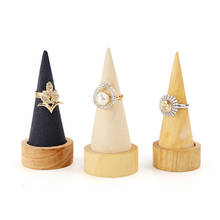 Anel organizador de joias de madeira, de alta qualidade, suporte de exibição, suporte em forma de cone, prateleira de dedo, artesanato, armazenamento de anéis, mostruário 2024 - compre barato