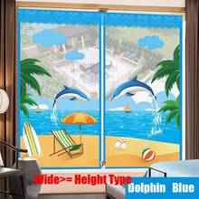 Wide Cute Beach Sea Dolphin Door Window Mesh Screen Zipper Opening Yarn Air Tulle Fly Mosquito Net Curtain Remove Washable 2024 - buy cheap