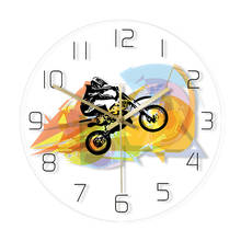 Dirt Bike Rider-Reloj de pared con estampado colorido para Motocross, moderno reloj de pared acrílico, arte de deportes extremos, Motocross 2024 - compra barato