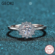 Geoki Passed Diamond Test Perfect Cut 0.5 ct VVS1 Moissanite Snowflake Ring 925 Sterling Silver D Color Natural Stone Rings 2024 - buy cheap