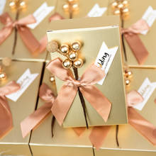 Caja de dulces de flores doradas, cajas de regalos y favores de boda, bolsas de bautismo para invitados, envoltura de papel de Chocolate para Baby Shower, 5 uds. 2024 - compra barato