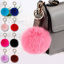 16 Colors Fluffy Fur Keychain Soft Faux Rabbit Fur Ball Car Keyring Pompom Key Chains Key Holder Solid Color Bag Jewelry Gifts 2024 - buy cheap