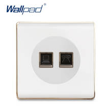 Wallpad TEL Telephone DATA CAT6 RJ45 Wall Socket Electric Outlet  White PC Panel With Gold Edge For Home 2024 - buy cheap