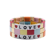 Pulseira amor leter de arco-íris myuki, pulseira de hematita inicial, pulseira de nomeação, coisas fofas para meninas 2024 - compre barato