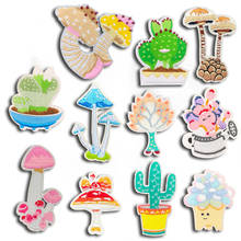 Mushroom Flowers Cactus Ironing Patches Stripes for Clothing Embroidered Patch Thermal Stickers on Clothes Badges Iron on Appliq 2024 - buy cheap