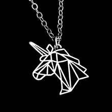 silver color Hollow unicorn pendant chain Necklace cute animal Choker punk style necklace for women and man 2024 - buy cheap