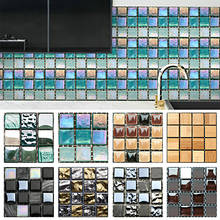 Adesivos de parede de mosaico de mármore, adesivo de azulejos para cozinha, banheiro, decoração de casa em pvc, à prova d'água, arte de mural com 10 peças 2024 - compre barato